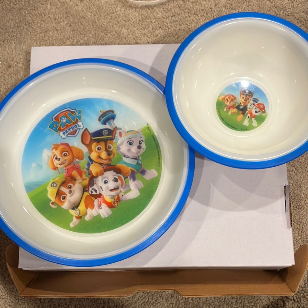 PAW PATROL Mealtime Set PLATE & BOWL Blue Plastic Playtex